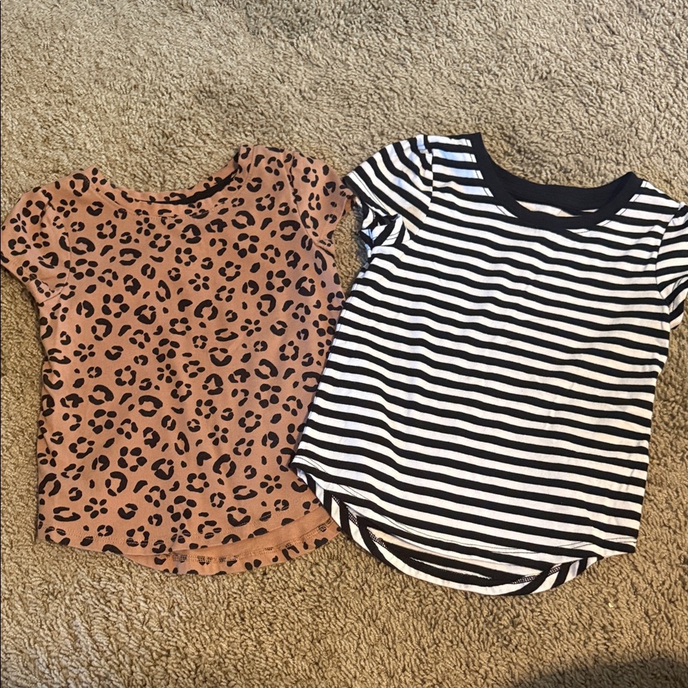 Cat & Jack Black and White Striped Tee - Girls